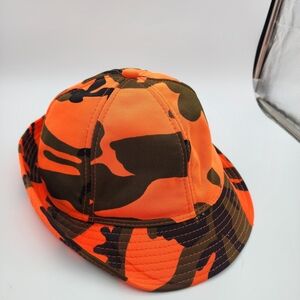 Vintage Duck Bay Camo Hat Hunting Blaze Orange Bucket Hat 80s Camouflage